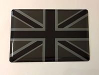 UNION JACK FLAG Domed Sticker/Decal 70mm - BLACK & 2 TONE GREY