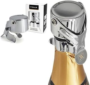 VINAK - Tappo per champagne in acciaio inox cromato | Adatto a tutti i tipi di bottiglie di spumante - prosecco e vino | Chiusura ermetica consente di conservare tutte le proprietà