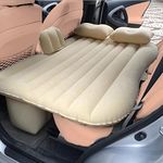 BROGBUS Car Travel Vehicle Inflatable Cushion Car Mattress with Two Pillows Car Pump and Rep Tikki for Car Travel (53.5 x 32.2 x 16.5 Inches, Cream)