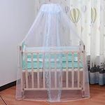 Vawolecy Universal Crib Floor Mosquito Net, Foldable Mosquito Mesh Net Palace Dome Mosquito Net with Lace for Baby Kids (Blue)