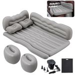 The Fellie Inflatable Car Air Mattress for Back Seat, Backseat SUV Air Mattress, Portable Blow Up Mattress with Electric Pump, Pillows & Carry Bag, Outdoor Sleeping Pad for Car Universal SUV, Grey