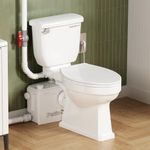 900W Upflush Macerating Toilet System, Skirted Elongated Tall Toilet with 39.3ft High Lift Macerator Grinder Pump for Basement/Sink/Laundry/Shower Wastewater Disposal, Top or Side Drain Port