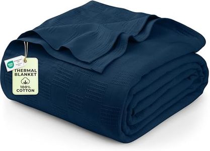 Utopia Bedding 100% Cotton Blanket (Queen Size - 90x90 Inches) 350GSM Lightweight Thermal Blanket, Soft Breathable Blanket for All Seasons (Navy)