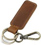 Jack&Chris Genuine Leather Car Keychain, Universal Key Fob Keychain, Leather Key Chain Holder for Men and Women, 2 Keyrings and Carabiner Clip, JC306-Brown