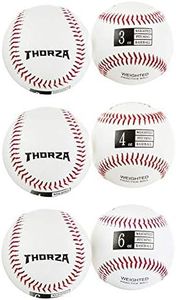 Thorza Weighted Baseballs for Throwing - Help Increase Pitch Velocity - Set of 3 Practice Baseballs (3oz, 4oz, 6oz)