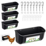 4 Pack Chicken Feeder Feed Trough with Clips, Hanging Fence Feeder for Chicken, Duck, Pig, Dog, Goat Feeder, Poultry Feeding Container for Livestock Feed Trough Water Bucket (Black)