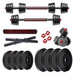 Bodyfit 3 in 1 Convertible Dumbbells Set and Fitness Kit for Men and Women Whole Body Strength Workout, Adjustable Dumble Exercise Set. (25kg Weight Plates)