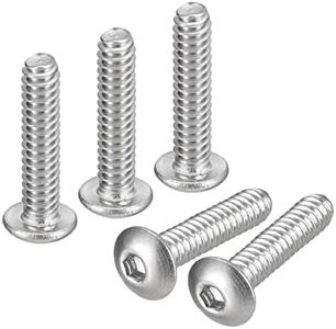 uxcell #4-40x1/2 Button Head Socket Cap Screws, 50pcs 304 Stainless Steel Fasteners Hex Bolts Screws, Full Thread Hex Drive Screws