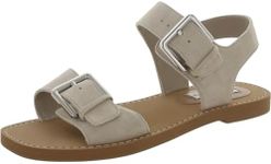 Steve Madden Women's Santo Flat Sandal, Sand Suede, 6 US