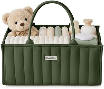 Blissful Diary Baby Diaper Caddy Organizer, Stylish Storage Basket for Newborn Essentials and Diaper Station, Gift for Baby Shower and Registry Must-Have, Deep Green