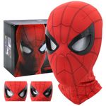 Fancyku� 3D Spider-Man Mask with Moving Eyes, Jaw Motion Activated Blinking Eyelid Spider-Man Head Cover, Spiderman Masks Spider Man Cosplay Costumes Mask for Adult Kids Halloween Masquerade Cosplay