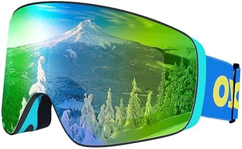Dizokizo Ski Goggles Magnetic Replaceable Cylindrical Lens Snow Goggles for Men Women Anti-Fog UV Protection Professional Goggles for Snowboarding Skiing