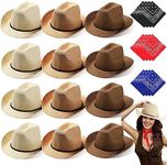 SATINIOR 12 Set Straw Cowboy Caps a