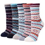 YSense Snug 5 Pairs Wool Socks, Ladies socks, Fashion Thermal Socks, Women's Socks, Thick Socks For Winter