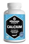 Calcium Tablets High Strength -180 Tablets for 3 Months - 2028mg Calcium Carbonate per Daily Dose -Organic and Vegan Food Supplement Without Additives