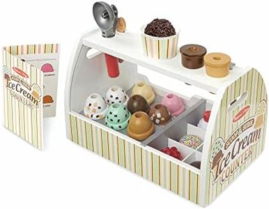 Melissa & Doug Wooden Scoop and Serve Ice Cream Counter With Play Food and Accessories (28 Pcs) Pretend Food, Ice Cream Toys, For Kids Ages 3+