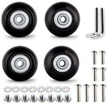 LBTOEM 50mm Set of 4 Luggage Suitcase Replacement Wheels Rubber Trolley Case Wheels Replacement Parts Swivel Caster Wheels Bearings Repair Kits Axles 30mm&35mm, Black, 3.31 x 3.07 x 1.3 inch