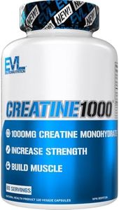 Evlution Nutrition Creatine1000 - Pure Creatine Monohydrate in Each Serving, Pure Creatine Monohydrate Pills 1000mg - Evlution Nutrition Muscle Builder