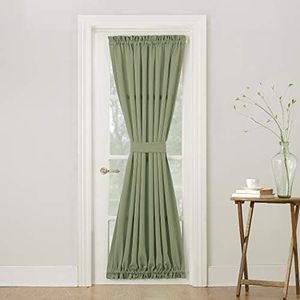 Sun Zero Barrow Energy Efficient Rod Pocket Door Curtain Panel, 54" x 72", Sage Green