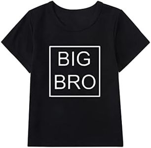 Toddler Baby Boy Big Brother T Shirts Tops Big BRO Printed Older Brother Tees Clothes Outfit (1-Big BRO-Black, 4-5 Years)