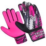 Veltine Sports Soccer Goalkeeper Gloves, Football Goalie Gloves for Kids Boys Children Youth with Double Wrist Protection (Pink, Size 4 Suitable for 6-9 Years, Ambidextrous)