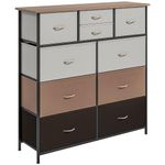 HOMCOM Chest of Drawers for Bedroom, Fabric Dresser, 10 Drawer Storage Organizer Unit with Foldable Drawers and Steel Frame, Multicolour