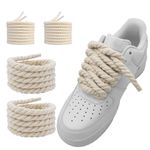 NDTEZUGT 13/32''(10mm) Thick Rope Shoe Laces Strings for 1 Sneakers, Round Cotton Chunky Shoelaces Replacement Laces (Beige-02, 54''/140cm)