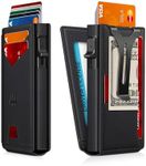 Ruiici Wallet for Men, Slim Minimalist Wallet with Money Clip＆ID Window, RFID Blocking Pop-Up Credit Card Holder, Smart Auminum Mens Wallet Holds 9-13 Cards (Gift Box) (Black)