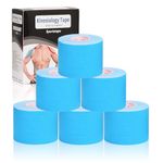 Gotaqery Kinesiology Tape (6 Rolls Pack), Waterproof Elastic Muscle Support Tape for Exercise, Sports & Injury Recovery, Breathable & Latex Free, 5cm x 5m Per Roll (Blue)