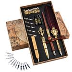 Hethrone Feather Pen and Ink Set - Quill Pens Calligraphy Pen Set Fountain Dip Pen