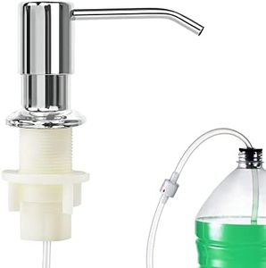 PETIARKIT Built-in Sink Soap Dispenser, Soap Dispenser for Kitchen Sink,47" Tube Connects Directly to Soap Bottle,Refill from The Top,304 Stainless Steel Hand Pump Head. (Chrome)