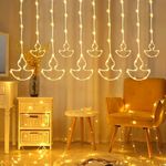 Gesto 10 Diya Curtain Light – 8 Flashing Modes Diya Lights for Home Decoration | Led Light for Diwali Decoration,Mandir,Pooja Room Decor| High Brightness Next-Gen SMD Fairy Lights (11 Feet,Warm White)