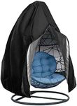 Egg Chair Covers, Outdoor Swing Egg Chair Cover Waterproof Anti-dust with Zipper 210D Oxford Fabric Veranda Garden Lawn Chair Protector Furniture Accessory115x190cm (Black)