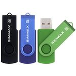 SIMMAX USB Flash Drives 3 Pack 16GB Memory Stick Swivel Design USB 2.0 Flash Drive Thumb Drive Zip Drives (16GB Black Blue Green)