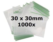 1000X 30 x 30mm Heavy Duty Small Tiny Poly Plastic Sealy Grip Zip Lock Zipper Seal Gummy Bags Baggies BAGGYS (CPUK Exclusive)