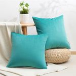 Phantoscope Pack of 2 Velvet Decorative Throw Decorative Pillow Cover Soft Solid Square Cushion Case for Couch Teal 18 x 18 inches 45 x 45 cm