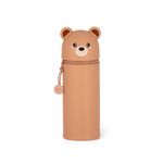 Legami - 2 in 1 Soft Silicone Pencil Case - Kawaii, School Pencil Case in The Shape of Teddy Bear, Table Pen Holder with Zipper, Silicone, Pencil Case Pens Crayons Marker, H 18.5 cm