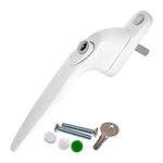 White Yale UPVC Window Handle Inline Double Glazing Universal Key Locking Espag - 15mm Spindle