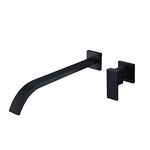 BEIYI Wall Mount Tub Filler Matte Black Waterfall Bathtub Faucet with Extra Long Tub Spout