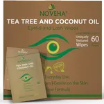 NOVEHA Tea Tree & Coconut Oil Eyelid & Lash Wipes | For Demodex, Blepharitis & Itchy Eyes, Box Of 60 Individually Wrapped Eyelash Wipes With Aloe Vera, Natural Makeup Remover & Daily Eye Cleanser