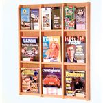 Wooden Mallet Divulge 9 Magazine/18 Brochure Wall Display Rack Stand w/Brochure Inserts Light Oak