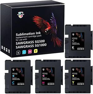 Poschink SG500 SG1000 Sublimation Ink Cartridges | Upgraded Firmware 3.05 | for SAWGRASS Virtuoso SG500 SG1000 Printers (Black, Cyan, Magenta, Yellow - 4 Packs)