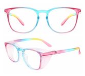 Alsenor Safety Glasses Anti Fog Goggles Protective Eyewear Blue Light Blocking Anti Dust UV Protection Glasses For Men Women (Rainbow)