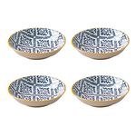 Nestasia White and Black Patterned Set of 4 Round Ceramic Dahi Bhalla Plate/Chaat Plate/Snack Plate/Halwa Plate/Chakna Plate/Dessert Plate (5.5 Inch)