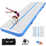 AKSPORT 10ft Air Mat Tumble Track Tumbling Mat for Gymnastics Inflatable Gym Mats with Air Pump for Home Use Cheerleading Training (light blue)