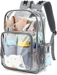 Yusudan Clear Diaper Bag Backpack for Baby Girls Boys, Mom Nappy Bags for Women, Grey, Classic