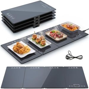 Yazzropt 33" x 15" Food Warmers for Parties Buffet, 4-in-1 Electric Warming Trays for Buffets Party, Glass Food Warming Mat with 17 Heat Levels & 12H Timer for Family Dinners Catering Gatherings