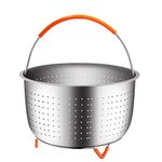 HOUSE AGAIN The Original Sturdy Steamer Basket for 6 Quart Instant Pot Pressure Cooker, 304 Stainless Steel Steamer Insert with Silicone Covered Handle