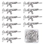 SUNNYCLUE 1 Box 30Pcs Tibetan Style Alloy Pistol Gun Charm Weapon Charms for Jewelry Making AK-47 Shape Rifle Charms Bulk 3D Nail Art Decoration Necklace Bracelet Earrings Keychain Supplies Craft