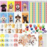 Fainne 122 Pcs Dog Party Favors Puppy Dog Party Supplies Dog Paw Mini Notebooks Pencils Stickers Pencil Sharpener Stamper Mini Puppy Toys Goody Bag for Kid Puppy Birthday Party Classroom Reward Favors